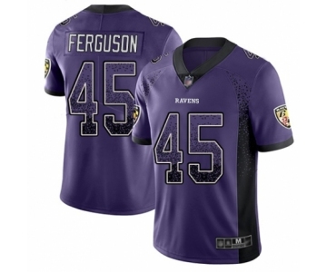 Men's Baltimore Ravens #45 Jaylon Ferguson Limited Purple Rush Drift Fashion Football Jersey