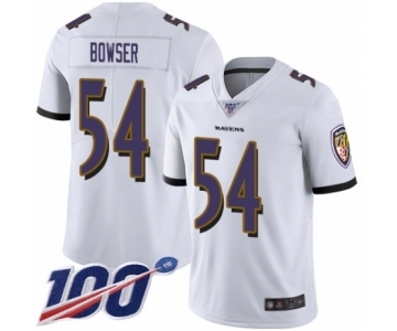 Men's Baltimore Ravens #54 Tyus Bowser White Vapor Untouchable Limited Player 100th Season Football Jersey
