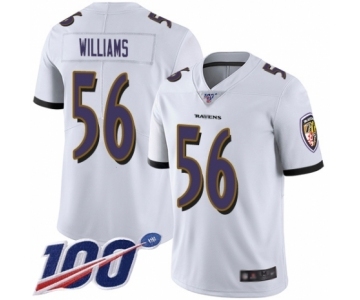 Men's Baltimore Ravens #56 Tim Williams White Vapor Untouchable Limited Player 100th Season Football Jersey