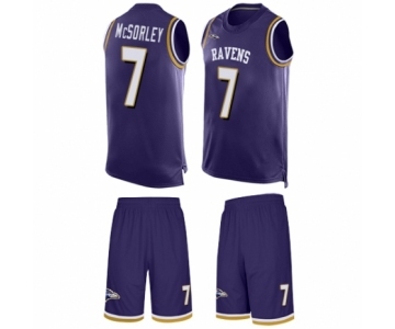 Men's Baltimore Ravens #7 Trace McSorley Limited Purple Tank Top Suit Football Jersey