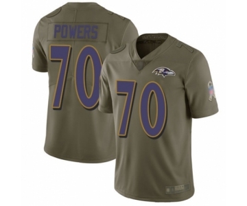 Men's Baltimore Ravens #70 Ben Powers Limited Olive 2017 Salute to Service Football Jersey