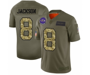 Men's Baltimore Ravens #8 Lamar Jackson 2019 Olive Camo Salute to Service Limited Jersey