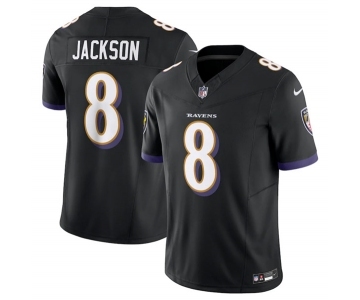 Men's Baltimore Ravens #8 Lamar Jackson Black 2023 F.U.S.E Vapor Jersey