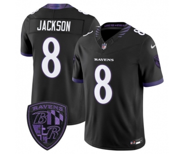 Men's Baltimore Ravens #8 Lamar Jackson Black 2026 F.U.S.E. Alternate Vapor Limited Football Stitched Jersey