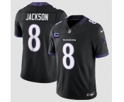 Men's Baltimore Ravens #8 Lamar Jackson Black 2026 With 1-Star C Patch F.U.S.E. Alternate Vapor Limited Football Stitched Jersey Men's Baltimore Ravens #8 Lamar Jackson Black 2026 With 1-Star C Patch F.U.S.E. Alternate Vapor Limited Football Stitched Jersey