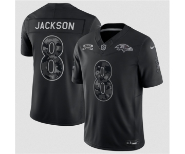 Men's Baltimore Ravens #8 Lamar Jackson Black F.U.S.E. 2026 Salute to Service Limited Football Stitched Jersey