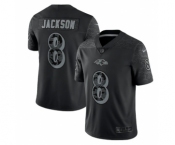 Men's Baltimore Ravens #8 Lamar Jackson Black Reflective Limited Stitched Football Jersey