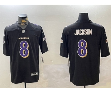 Men's Baltimore Ravens #8 Lamar Jackson Black Vapor Limited Football Jersey