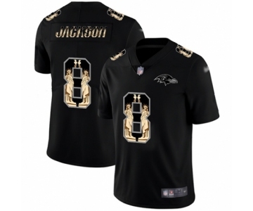 Men's Baltimore Ravens #8 Lamar Jackson Limited Black Statue of Liberty Football Jersey