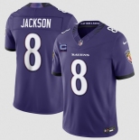 Men's Baltimore Ravens #8 Lamar Jackson Purple 2026 With 1-Star C Patch F.U.S.E. Vapor Limited Football Stitched Jersey Men's Baltimore Ravens #8 Lamar Jackson Purple 2026 With 1-Star C Patch F.U.S.E. Vapor Limited Football Stitched Jersey