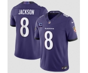 Men's Baltimore Ravens #8 Lamar Jackson Purple 2026 With 1-Star C Patch F.U.S.E. Vapor Limited Football Stitched Jersey Men's Baltimore Ravens #8 Lamar Jackson Purple 2026 With 1-Star C Patch F.U.S.E. Vapor Limited Football Stitched Jersey