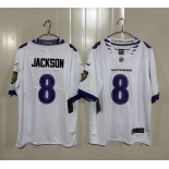 Men's Baltimore Ravens #8 Lamar Jackson White 2026 Alternate Vapor Limited Football Stitched Jersey