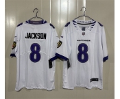 Men's Baltimore Ravens #8 Lamar Jackson White 2026 Alternate Vapor Limited Football Stitched Jersey Men's Baltimore Ravens #8 Lamar Jackson White 2026 Alternate Vapor Limited Football Stitched Jersey