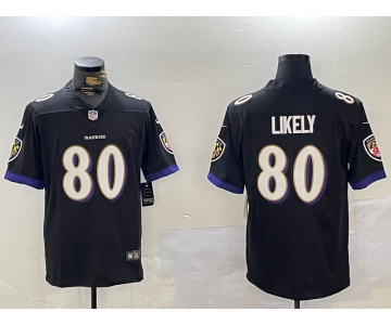 Men's Baltimore Ravens #80 Isaiah Likely Black Vapor Limited Football Limited Jersey