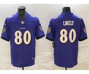 Men's Baltimore Ravens #80 Isaiah Likely Purple Vapor Limited Football Limited Jersey