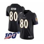 Men's Baltimore Ravens #80 Miles Boykin Black Alternate Vapor Untouchable Limited Player 100th Season Football Jersey