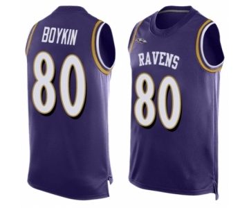 Men's Baltimore Ravens #80 Miles Boykin Limited Purple Player Name & Number Tank Top Football Jersey