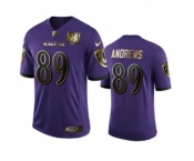 Men's Baltimore Ravens #89 Mark Andrews Purple Team 25th Season Golden Limited Football Jersey