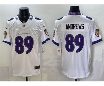 Men's Baltimore Ravens #89 Mark Andrews White 2026 F.U.S.E. Vapor Limited Football Stitched Jersey