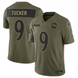 Men's Baltimore Ravens #9 Justin Tucker Olive 2025 F.U.S.E. Salute to Service Limited Football Stitched Jersey