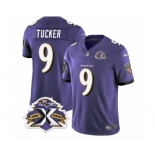 Men's Baltimore Ravens #9 Justin Tucker Purple 2023 F.U.S.E With Patch Throwback Vapor Limited Stitched Jersey