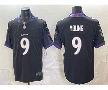 Men's Baltimore Ravens #9 Zion Young Black 2026 F.U.S.E. Vapor Stitched Limited Football Jersey