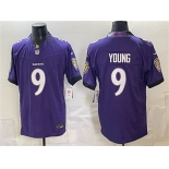 Men's Baltimore Ravens #9 Zion Young Purple 2026 F.U.S.E. Vapor Limited Football Stitched Jersey