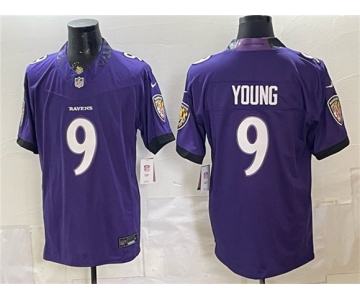 Men's Baltimore Ravens #9 Zion Young Purple 2026 F.U.S.E. Vapor Limited Football Stitched Jersey
