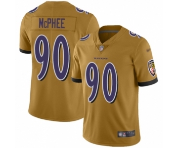 Men's Baltimore Ravens #90 Pernell McPhee Limited Gold Inverted Legend Football Jersey