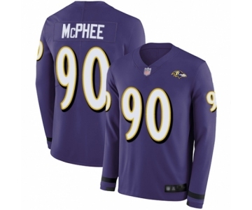 Men's Baltimore Ravens #90 Pernell McPhee Limited Purple Therma Long Sleeve Football Jersey