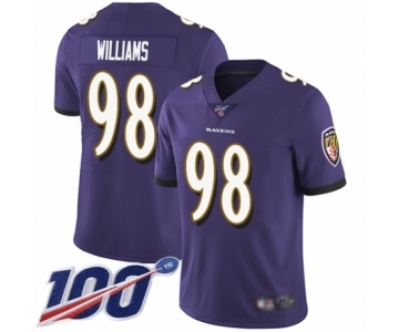 Men's Baltimore Ravens #98 Brandon Williams Purple Team Color Vapor Untouchable Limited Player 100th Season Football Jersey