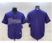 Men's Baltimore Ravens Blank Purple With Patch Cool Base Stitched Baseball Jersey