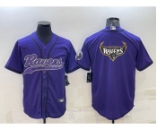 Men's Baltimore Ravens Purple Team Big Logo With Patch Cool Base Stitched Baseball Jersey
