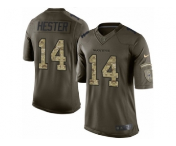 Men's Nike Baltimore Ravens #14 Devin Hester Limited Green Salute to Service NFL Jersey