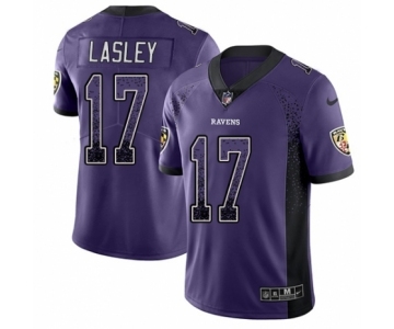 Men's Nike Baltimore Ravens #17 Jordan Lasley Limited Purple Rush Drift Fashion NFL Jersey