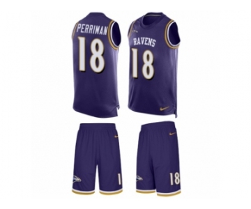 Men's Nike Baltimore Ravens #18 Breshad Perriman Limited Purple Tank Top Suit NFL Jersey
