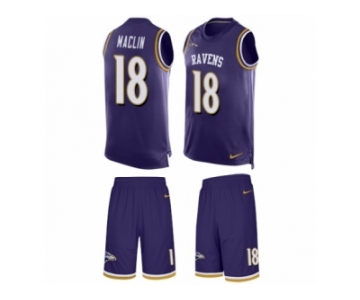 Men's Nike Baltimore Ravens #18 Jeremy Maclin Limited Purple Tank Top Suit NFL Jersey