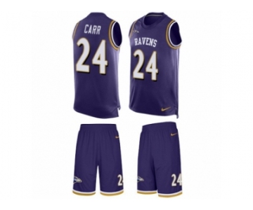Men's Nike Baltimore Ravens #24 Brandon Carr Limited Purple Tank Top Suit NFL Jersey