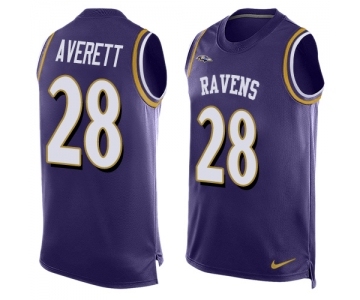 Men's Nike Baltimore Ravens #28 Anthony Averett Elite Purple Player Name & Number Tank Top NFL Jersey