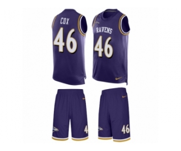 Men's Nike Baltimore Ravens #46 Morgan Cox Limited Purple Tank Top Suit NFL Jersey