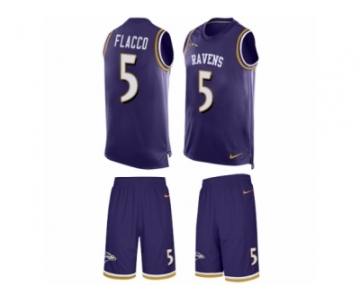 Men's Nike Baltimore Ravens #5 Joe Flacco Limited Purple Tank Top Suit NFL Jersey
