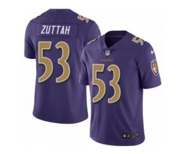 Men's Nike Baltimore Ravens #53 Jeremy Zuttah Limited Purple Rush NFL Jersey