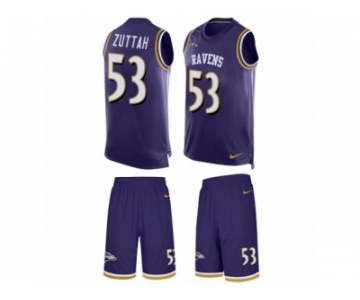 Men's Nike Baltimore Ravens #53 Jeremy Zuttah Limited Purple Tank Top Suit NFL Jersey