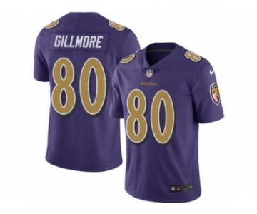 Men's Nike Baltimore Ravens #80 Crockett Gillmore Limited Purple Rush NFL Jersey