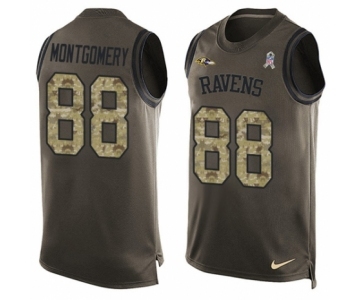 Men's Nike Baltimore Ravens #88 Ty Montgomery Limited Green Salute to Service Tank Top NFL Jersey