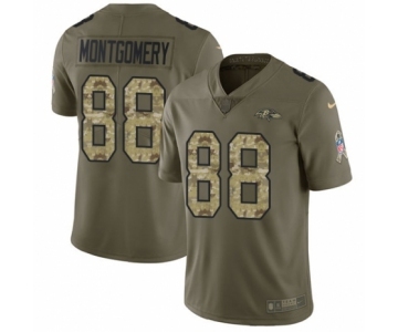 Men's Nike Baltimore Ravens #88 Ty Montgomery Limited Olive Camo Salute to Service NFL Jersey
