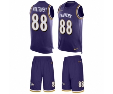 Men's Nike Baltimore Ravens #88 Ty Montgomery Limited Purple Tank Top Suit NFL Jersey