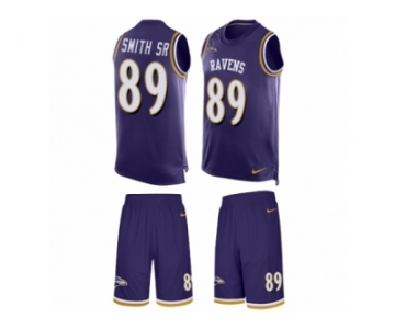 Men's Nike Baltimore Ravens #89 Steve Smith Sr Limited Purple Tank Top Suit NFL Jersey