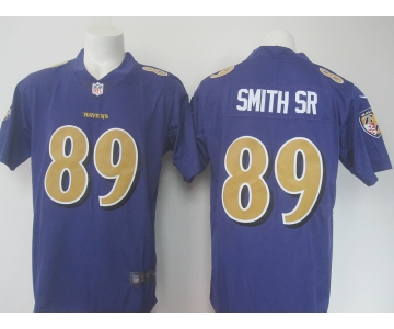 Men's Nike Baltimore Ravens #89 smith sr Limited Purple Stitched NFL Limited Rush Jersey