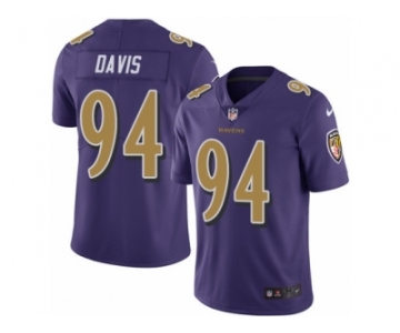 Men's Nike Baltimore Ravens #94 Carl Davis Limited Purple Rush NFL Jersey